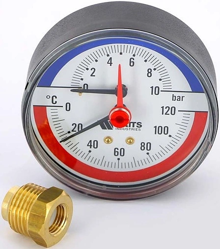 Термоманометр аксиальный Watts F+R818 80мм 10 бар 120°С ½&quot; 10009465