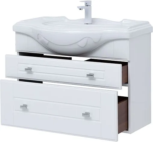 Тумба под умывальник подвесная Aquanet Рондо 85 белый глянец 00304289