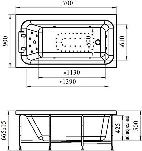 Ванна акриловая Radomir Хельга 170х90 1-01-0-0-1-045, 2