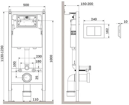Инсталляция для подвесного унитаза Set 4 в 1 Am.Pm PrimeFit I012709.0201 с кнопкой белый глянцевый