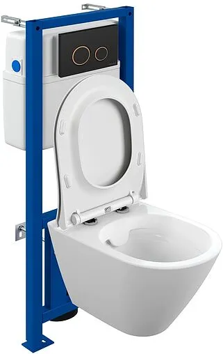 Комплект 6 в 1 Cersanit City Smart CO DPL EO slim LP/Link Pro/Twins 68308 с кнопкой Twins черный матовый с рамкой золото LP Комплект 6 в 1 Cersanit City Smart CO DPL EO slim LP/Link Pro/Twins 68308 с кнопкой Twins черный матовый с рамкой золото LP