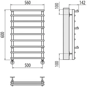 Полотенцесушитель водяной лесенка Terminus Вента П6 500х600 полированная сталь 4670078530028 Полотенцесушитель водяной лесенка Terminus Вента П6 500х600 полированная сталь 4670078530028, 2