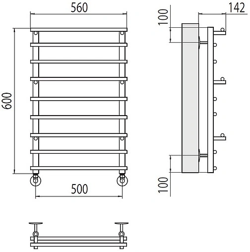 Полотенцесушитель водяной лесенка Terminus Вента П6 500х600 полированная сталь 4670078530028