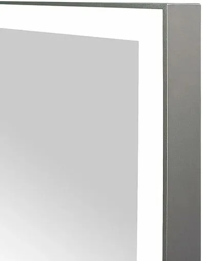 Зеркало с подсветкой Continent Life Led 50x70 с часами, с подогревом серый