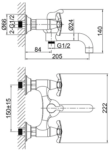 Смеситель для ванны D&amp;K Hessen Lorsch хром DA1413201