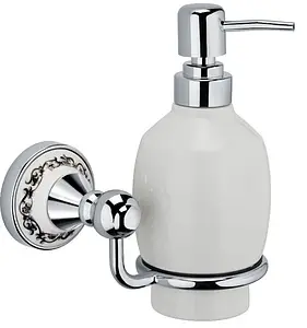 Дозатор для жидкого мыла Fixsen Bogema хром/белый с рисункомFX-78512 Дозатор для жидкого мыла Fixsen Bogema хром/белый с рисункомFX-78512, 1