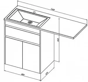 Тумба-умывальник напольная над стиральной машиной Aquanet Токио 130 R белый 00236917+00235502, 2