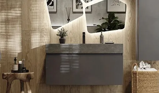 Тумба под умывальник подвесная Raval Facet 100 антрацит Fac.01.100/P/A/RL