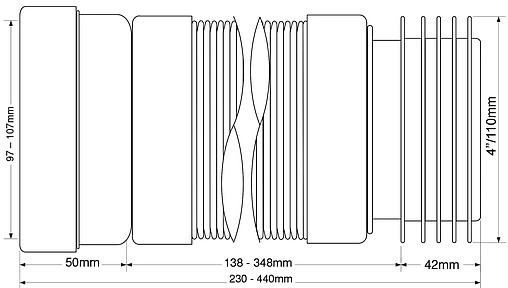 Гофра для унитаза Mc Alpine 230-440мм MRWC-F23R Гофра для унитаза Mc Alpine 230-440мм MRWC-F23R