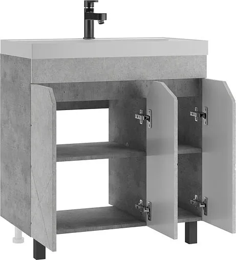 Тумба-умывальник напольный Домино Vector 80 метрополитан грей/бетон серый DV6614T+4627173210188