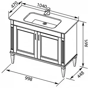 Тумба-умывальник напольная Aquanet Селена 105 белый/серебро 00201651+00196393 Тумба-умывальник напольная Aquanet Селена 105 белый/серебро 00201651+00196393, 2