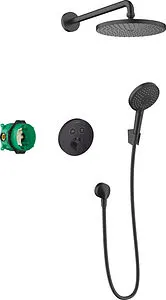 Душевая система с термостатом для душа Hansgrohe Raindance S 240 1jet PowderRain с ShowerSelect S чёрный матовый 27959670 Душевая система с термостатом для душа Hansgrohe Raindance S 240 1jet PowderRain с ShowerSelect S чёрный матовый 27959670, 1
