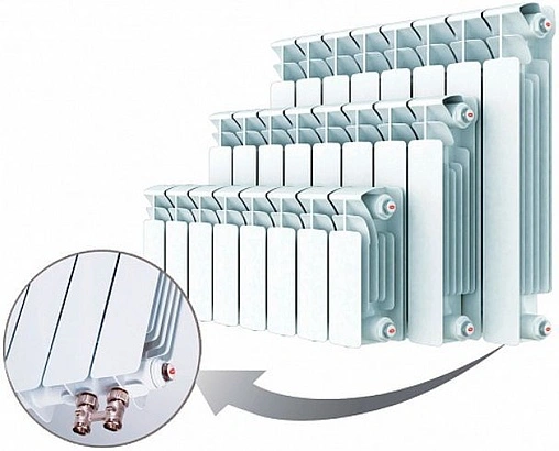 Радиатор биметаллический 11 секций нижнее правое подключение Rifar Base Ventil 500 RBVR50011
