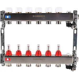 Группа коллекторная с расходомерами 6 отводов 1&quot;в/в x ¾&quot;ек Rommer RMS-1201-000006, 1