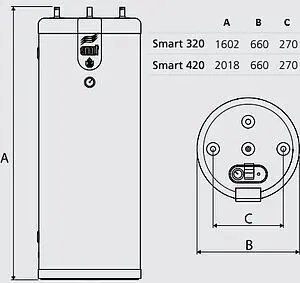 Бойлер косвенного нагрева ACV Smart Line FLR 420L (65 кВт) 06618601 Бойлер косвенного нагрева ACV Smart Line FLR 420L (65 кВт) 06618601, 2