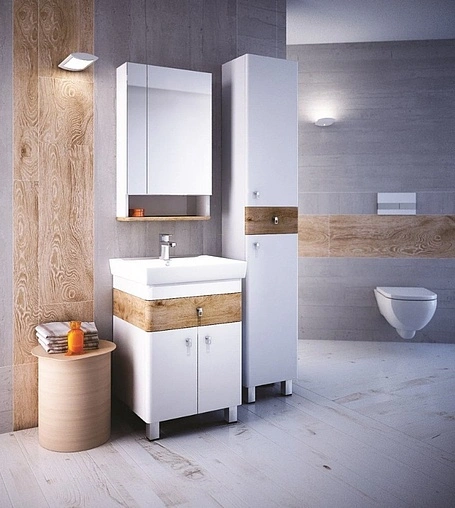 Шкаф-зеркало IDDIS Carlow 55 белый/дуб CAR5500i99