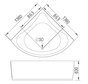 Ванна акриловая Gemy 136x136 G9042 B Ванна акриловая Gemy 136x136 G9042 B, 2