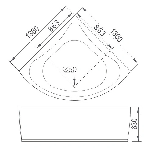 Ванна акриловая Gemy 136x136 G9042 B