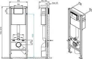 Комплект 6 в 1 Cersanit Carina XL CO DPL EO slim 63517 с кнопкой Blick черный матовый, 2