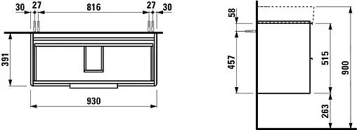 Тумба под умывальник подвесная Laufen Base 95 белый матовый 4.0241.2.110.260.1