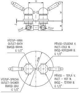 Смеситель для ванны скрытого монтажа Rav Slezak Labe хром L586K, 2