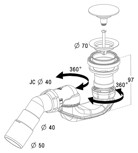 Сифон для душевого поддона Radaway хром 578P