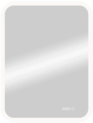 Зеркало с подсветкой Continent Glamour Led 50 с часами белый ЗЛП652