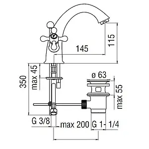 Смеситель для раковины Nobili Grazia хром GRC5118/6CR Смеситель для раковины Nobili Grazia хром GRC5118/6CR, 2