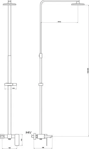 Душевая система со смесителем для ванны Timo Sahara хром SX-1115/00 new