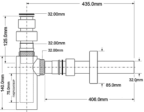 Сифон бутылочный для раковины Mc Alpine хром CA32EU-CB