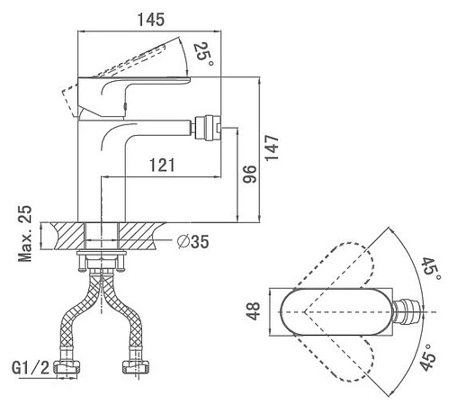Смеситель для биде D&amp;K Durer Bayern хром DA1252201