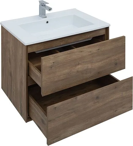 Тумба-умывальник подвесная Aquanet Милан 85 дуб рустикальный 00339968+00249690