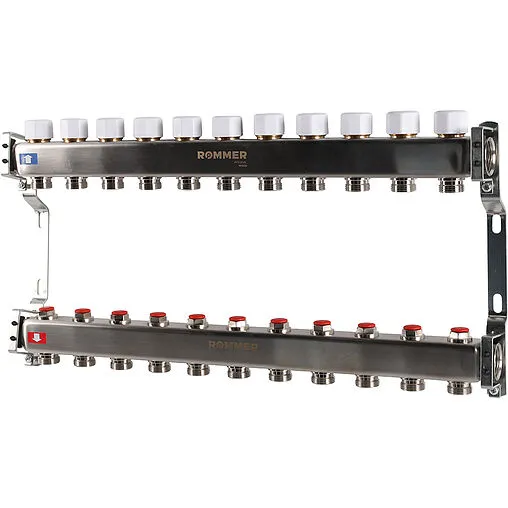 Группа коллекторная без расходомеров 11 отводов 1&quot;в/в x ¾&quot;ек Rommer RMS-3200-000011