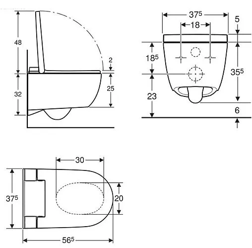 Умный унитаз-биде подвесной безободковый Geberit AquaClean Alba белый 146.350.01.1