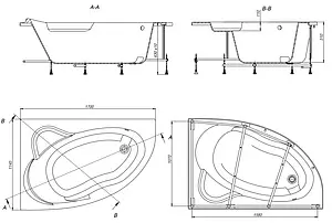 Ванна акриловая Roca Luna 170x115 L ZRU9302911, 2