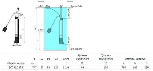 Насос колодезный центробежный 4&quot; Unipump ECO FLOAT-3 98919