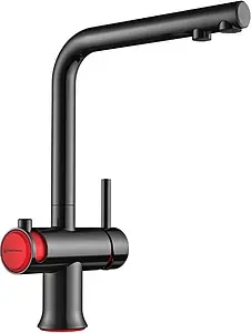 Смеситель для кухни с подключением к фильтру Omoikiri Hotaru-R вороненая сталь/красный 4994026, 1