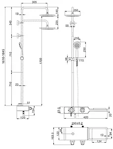 Душевая система с термостатом для ванны Lemark Tropic чёрный/хром LM7009C Душевая система с термостатом для ванны Lemark Tropic чёрный/хром LM7009C, 2