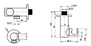Шланговое подключение с держателем Villeroy&Boch Universal хром TVC00046200061 Шланговое подключение с держателем Villeroy&Boch Universal хром TVC00046200061, 2