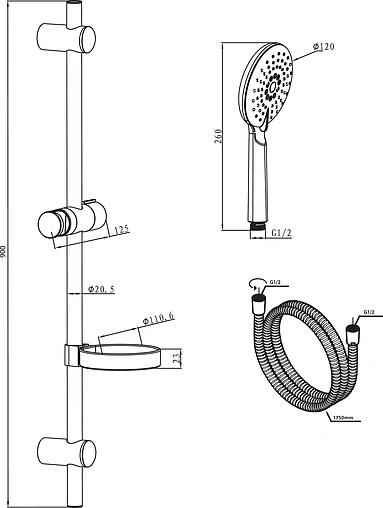Душевая стойка Am.Pm Chic хром F0182010