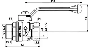 Кран шаровый 1½"в x 1½"н Bugatti New Jersey 09150007 Кран шаровый 1½"в x 1½"н Bugatti New Jersey 09150007, 2