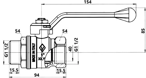 Кран шаровый 1½&quot;в x 1½&quot;н Bugatti New Jersey 09150007