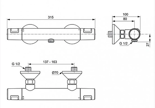 Термостат для душа Ideal Standard Ceratherm T25 хром A7201AA