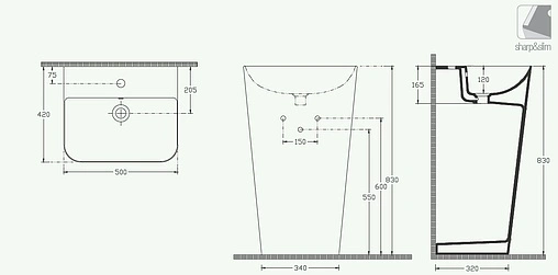 Раковина ISVEA Sott'Aqua 50 мятный 10SQ37001-2T