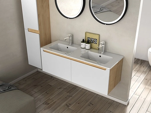 Тумба-умывальник подвесная ISVEA Onda Plus 120 белый/дуб 21OPS063120I+10SL50121SV