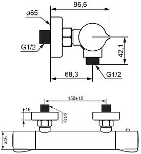 Термостат для душа Damixa Scandinavian Pure чёрный матовый 366000300, 2