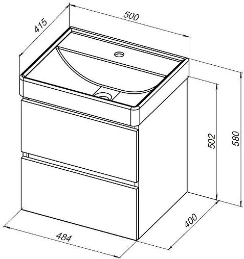 Тумба-умывальник подвесная Aquanet Вега 50 маренго 00329588+00301802