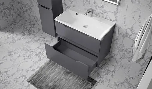 Тумба-умывальник подвесная Raval Wector 80 антрацит Wct.01.80/P/A/MD+4627173210188