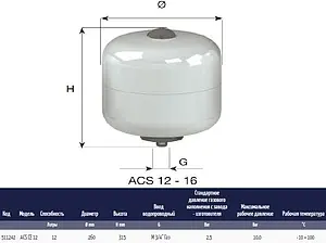 Расширительный бак CIMM ACS CE 12л 10 бар 511242 Расширительный бак CIMM ACS CE 12л 10 бар 511242, 2