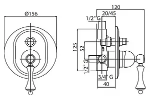 Смеситель для ванны скрытого монтажа Cezares Margot золото/белый MARGOT-VDIM-03/24-Bi Смеситель для ванны скрытого монтажа Cezares Margot золото/белый MARGOT-VDIM-03/24-Bi, 3
